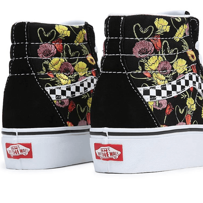 Womens Vans Ladies Sk8-Hi Platform Poppy Checkerboard Shoe - Poppy Checkerboard