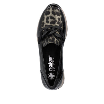 Womens Rieker N9350 Black Wedged Loafers - Black