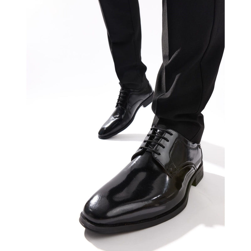 Mens Base London Dome Formal Lace-up Shoes - Hi Shine Black