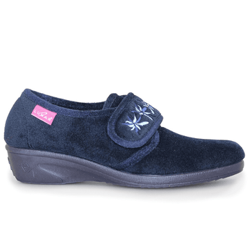 Womens Lunar Paula II Velcro Strap Wedge Slippers - Navy