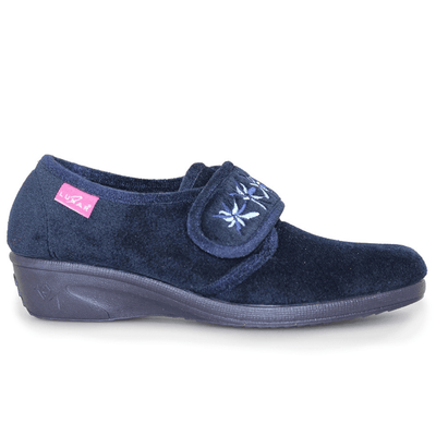 Womens Lunar Paula II Velcro Strap Wedge Slippers - Navy