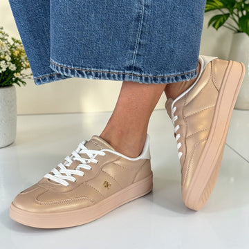 Womens Tommy Hilfiger Misty Blush Heritage Shiny Trainers  09179 - Misty Blush