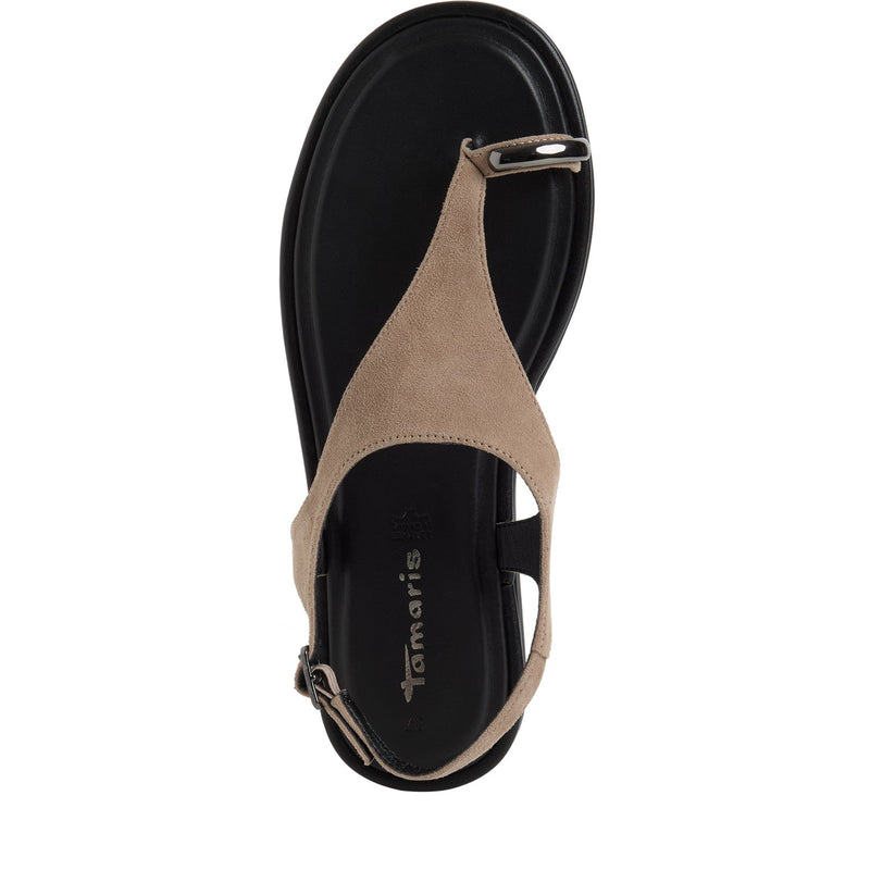 Womens Tamaris 28142 Taupe Buckle Closed Sandals - Taupe