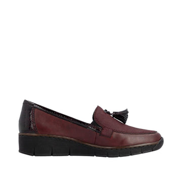 Womens Rieker 53771 Wedged Loafers - Wine Red
