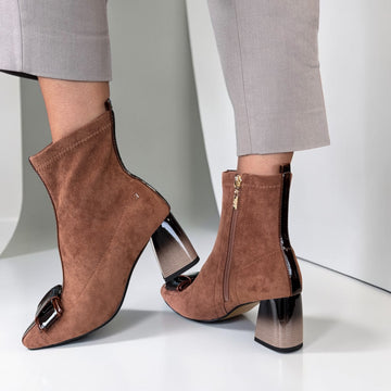 Womens Kate Appleby Abbotsley Fudge Ankle Boots with Bow Front - Fudge Suede