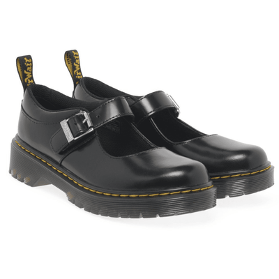 Dr Martens Bex Mary Jane Junior Black Leather Girls Shoe - Black