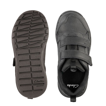 Infant Clarks Boys Orbit Sprint Black Leather Velcro School Shoe - Black