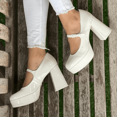 Womens Tamaris Ladies Platform Block Heels - White