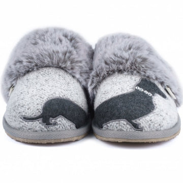 Womens Lazy Dogz Ladies Dasher Faux Fur Lined Slippers - Grey