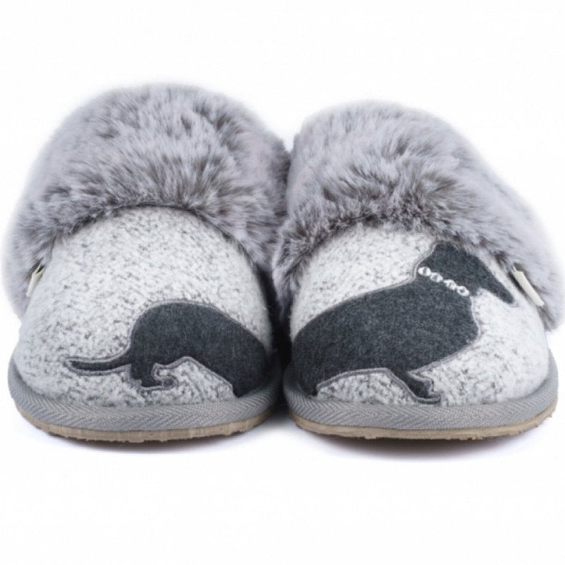 Womens Lazy Dogz Ladies Dasher Faux Fur Lined Slippers - Grey