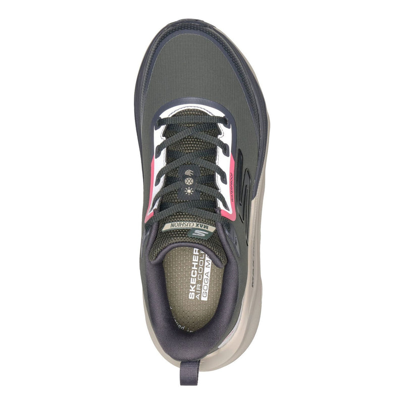 Womens Skechers 129203 Max Cushioning Max Run - Vorteza Waterproof Trainers - Olive