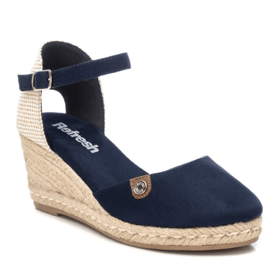 Womens Refresh 171882 Closed Toe Wedge Espadrille Sandals - Navy