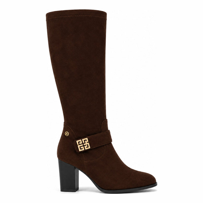 Womens Zanni & Co Shaji Suede Long Boots - Choccy Suede
