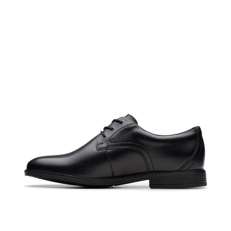 Boys Clarks Jonwin Loop Youth Plain Black School Shoes - Black