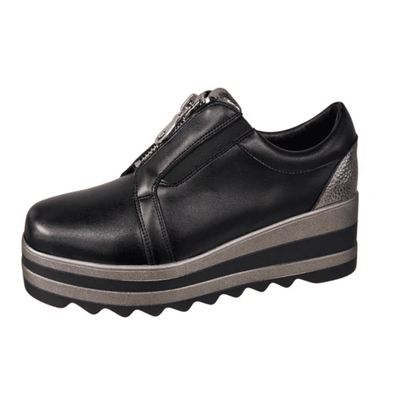 Womens Redz D6290 Black Metallic Platform Shoes - Black