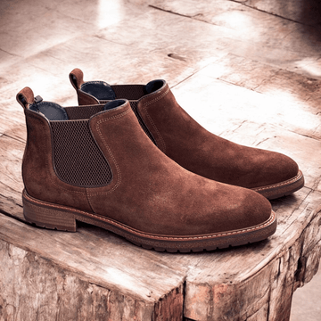 Mens Escape Octave Suede Chelsea Boots - Dark Brandy