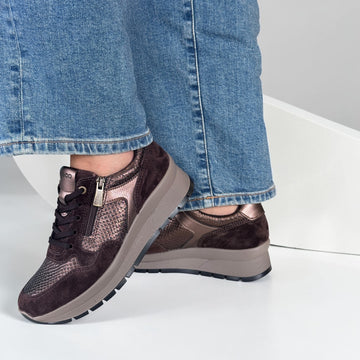 Womens Igi & Co 2173111 Brown Side Zip Wedged Trainers - Brown