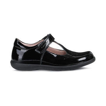 Junior Girls Geox Naimara School Shoes - Black Patent
