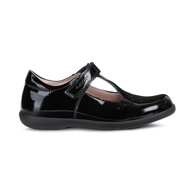 Junior Girls Geox Naimara School Shoes - Black Patent