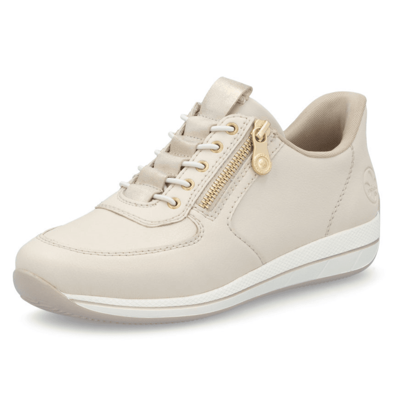 Womens Rieker N1156 Beige and Gold Side Zip Trainers - Beige Gold