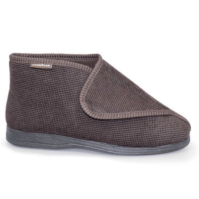 Lazy Dogz Mens Drake Velcro Bootie Slippers - Brown