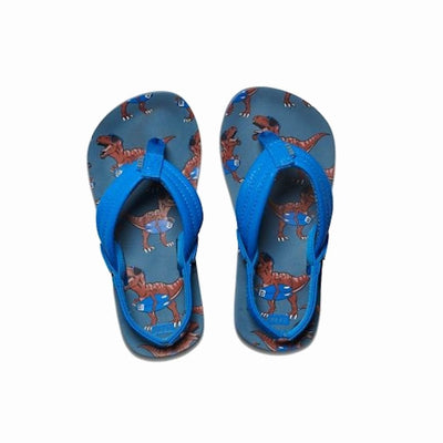 Reef Kids Infant Junior Ahi T-Rex Flip Flops Sandals - Blue