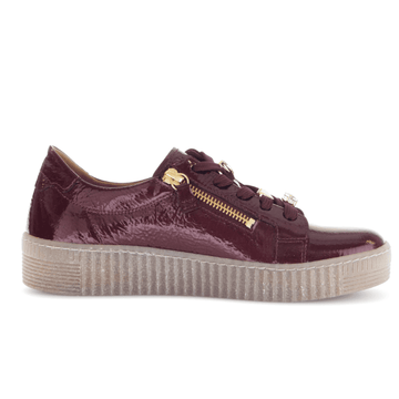Womens Gabor 73.339 Burgundy Patent Double Zip Trainers - Burgundy