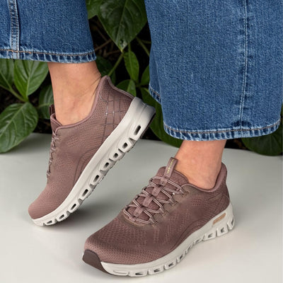 Womens Skechers Slip Ins Glide Step Elevate Amaze Trainers - Brown