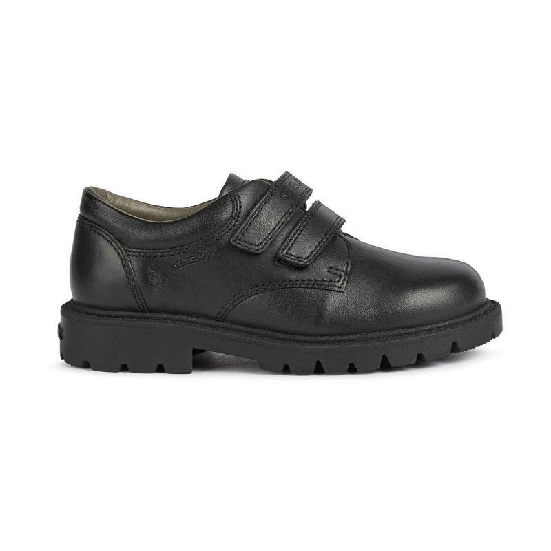 Infant Boys Geox Shaylax Leather Black School Shoes - Black