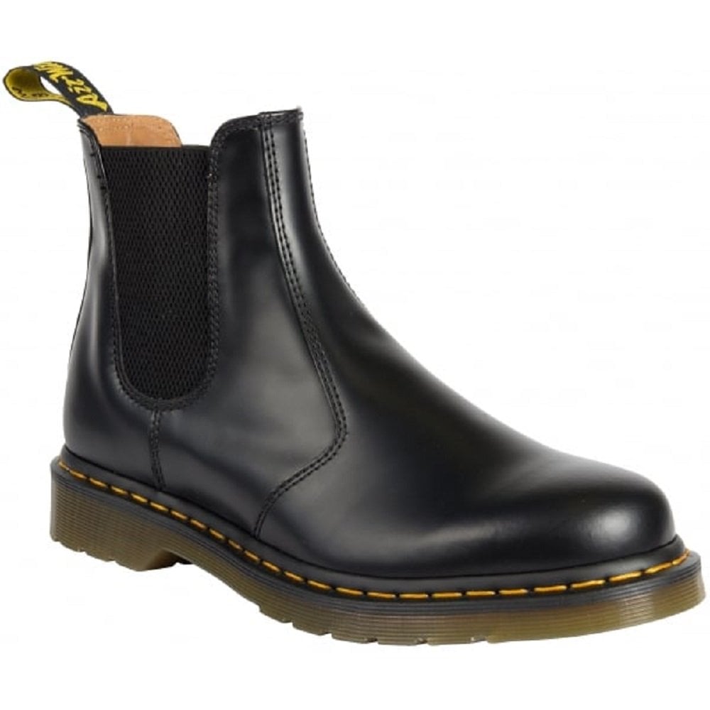 Mens Dr Martens Unisex 2976 Yellow Stitch Black Smooth Chelsea Boots