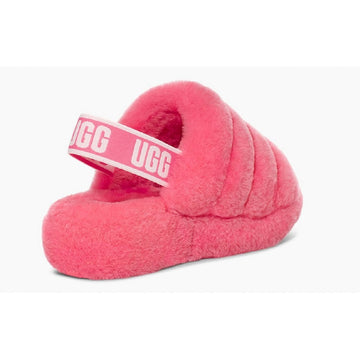 Womens Ugg Ladies Fluff Yeah Pink Logo Slide Sippers - Pink