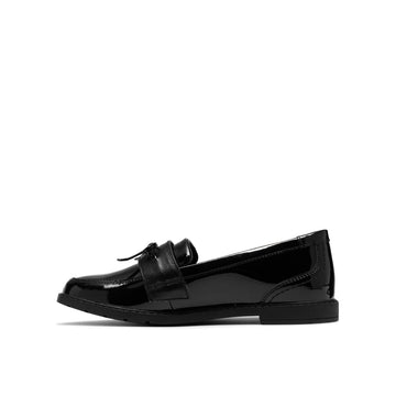 Girls Clarks Scala Lane Youth Black Patent School Shoes - Black Patent