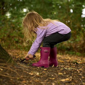 Kids Cotswold Buckingham Waterproof Wellingtons - Berry