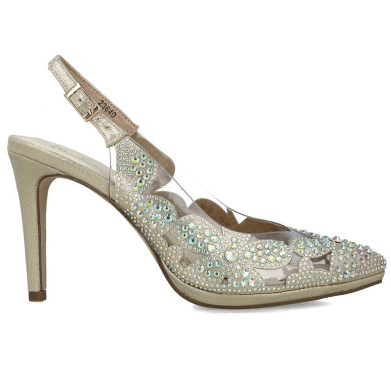 Womens Menbur 23640 Diamante Perspex Heels - Gold
