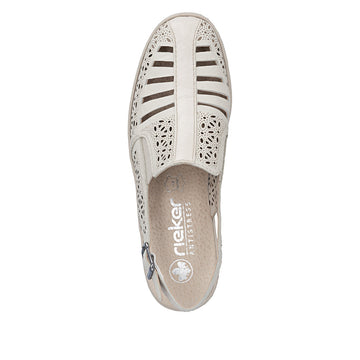 Womens Rieker 48763 Beige Wedge Sandal - Beige Gold