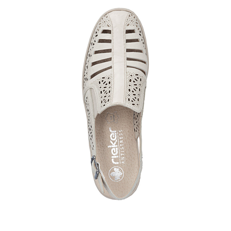 Womens Rieker 48763 Beige Wedge Sandal - Beige Gold