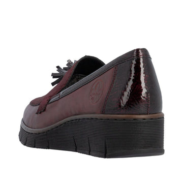 Womens Rieker 53771 Wedged Loafers - Wine Red
