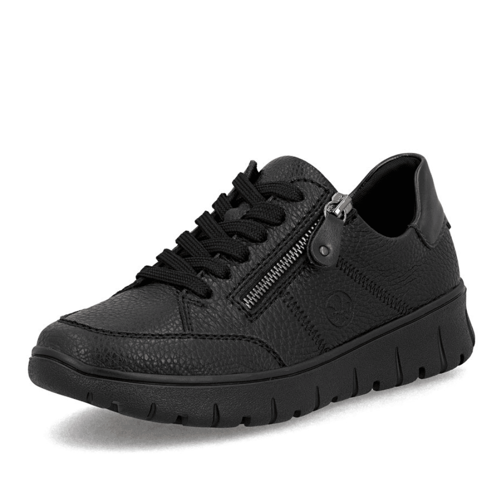 Womens Rieker N1301 Black Side Zip Trainers