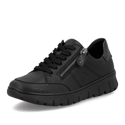 Womens Rieker N1301 Black Side Zip Trainers - Black