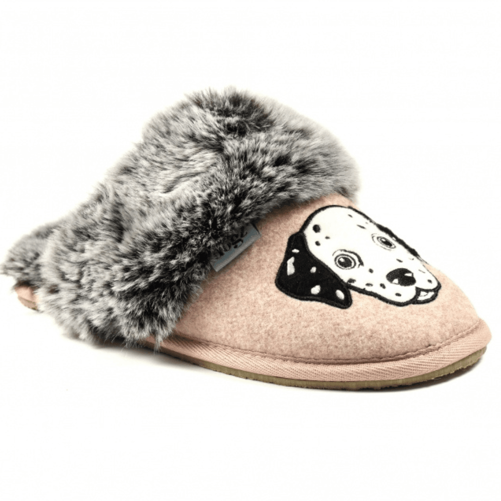 Womens Lazy Dogz Ladies Dalmation Pink Mule Slipper