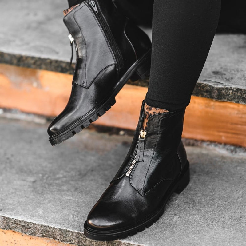 Womens Ara Zip Front Boot - Black