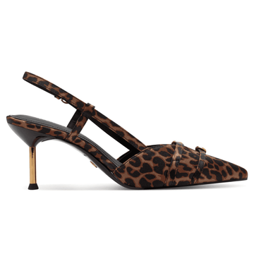 Womens Tamaris 29621 Leopard Print Buckle Pointed Toe Heels - Leopard
