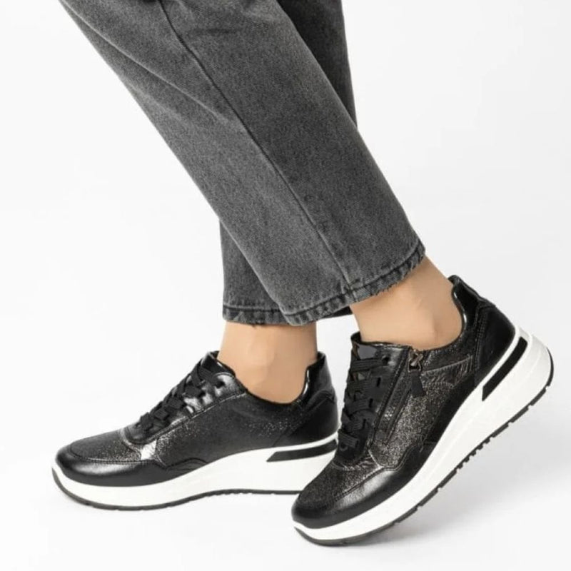 Womens Ara Garda Trainers - Black Metallic