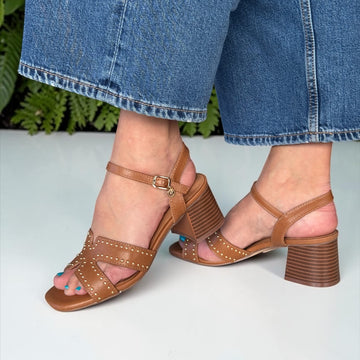 Womens Xti 145464 Block Heel Sandals - Tan