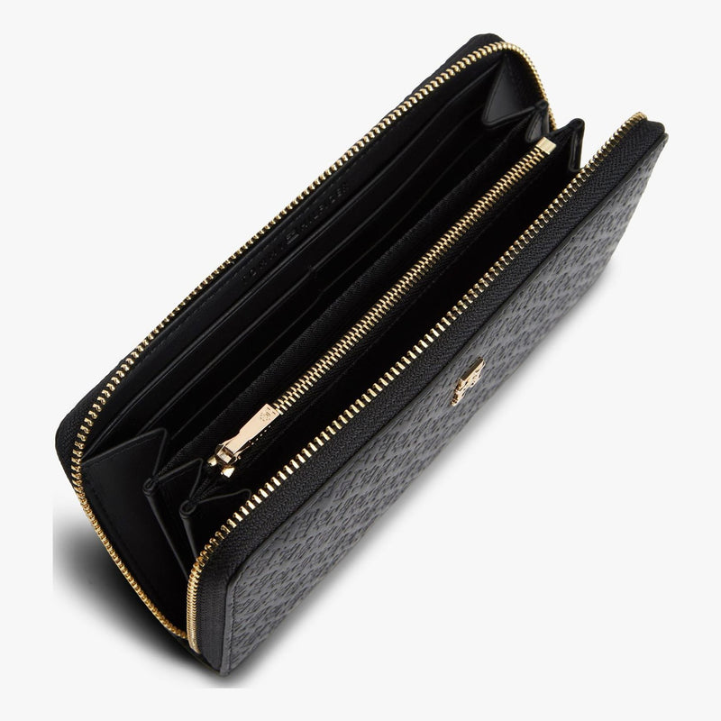 Womens Tommy Hilfiger Icon Debossed Zip Around Purse - Black