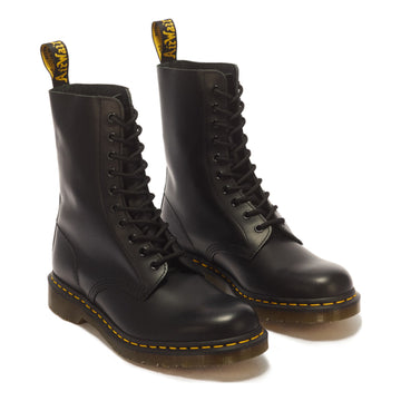 Unisex Dr. Martens 1490 Smooth Leather Black High Lace Up Ankle Boots - Black