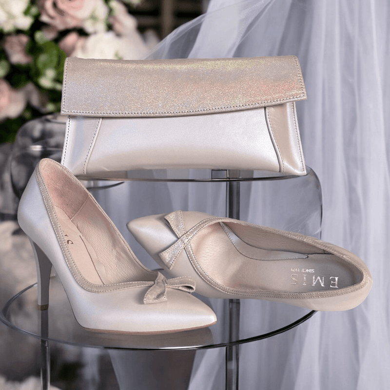 Womens Emis S8255 Pearl Beige Court Heels - Nude Patent