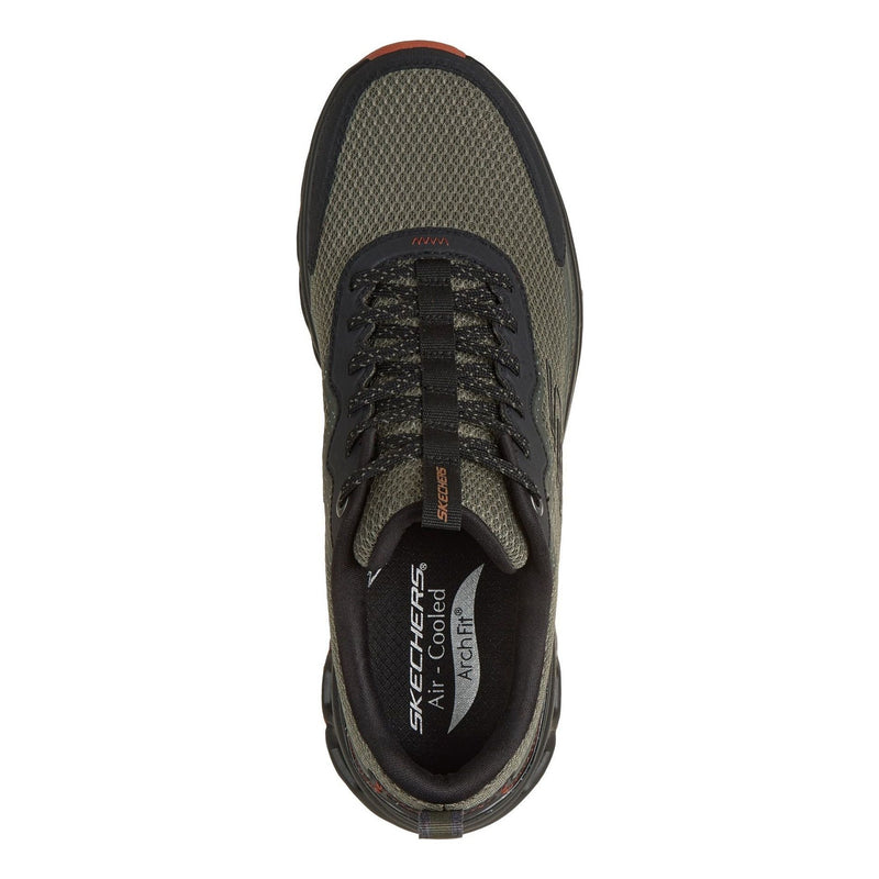 Mens Skechers Glide-Step All-Terrain: Barnard Hill Arch Fit Trainers - Olive / Black