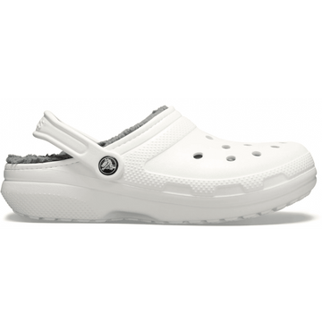 Womens Crocs Classic Lined Crocs - White with Grey