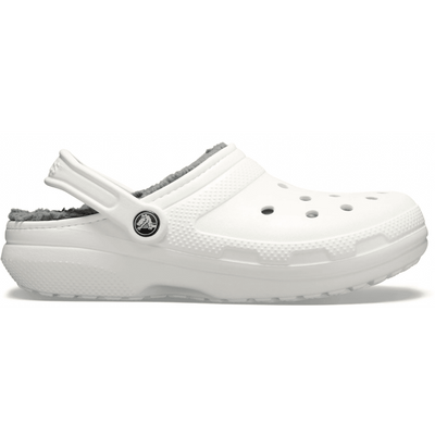 Womens Crocs Classic Lined Crocs - White with Grey